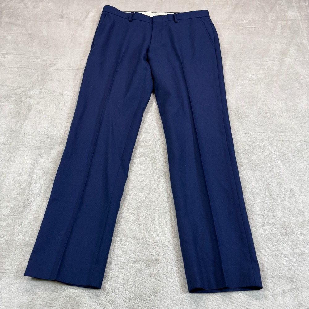 J.Crew Mens 31x30 Bowery Slim Fit Navy Blue Wool Dress Pants Casual Preppy EUC